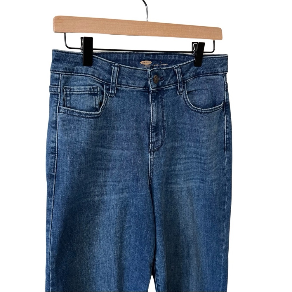Old Navy Women’s Wide Leg High Rise Jeans Size 4 Stretch raw hem cropped - Picture 2 of 13